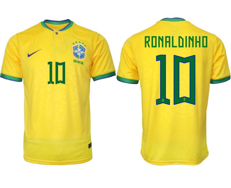 Men 2022 World Cup National Team Brazil home aaa version yellow 10 Soccer Jersey